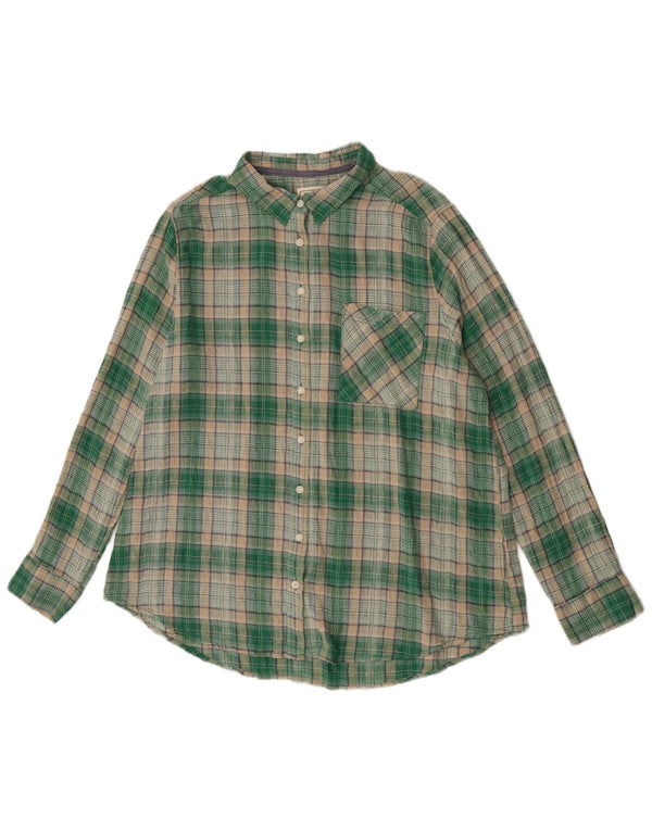 Fat Face Womens Flannel Shirt UK 16 Large Green Check Cotton