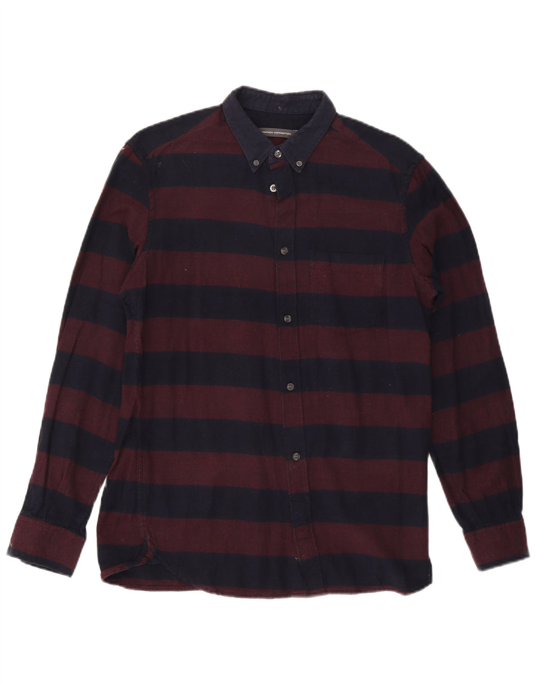 French Connection Chemise Flanelle Homme Bordeaux Moyen Coton Rayé
