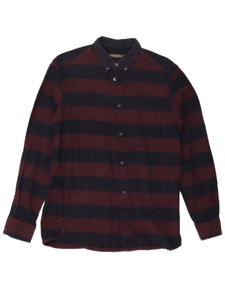 French Connection Chemise Flanelle Homme Bordeaux Moyen Coton Rayé