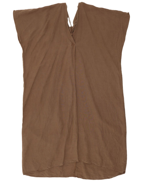 Zara Vestido Túnica Largo para Mujer UK 46 Large Lyocell Marrón