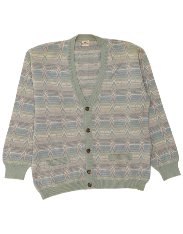 Pulover cardigan pentru bărbați Bernardini, lână geometrică, multicoloră, mare