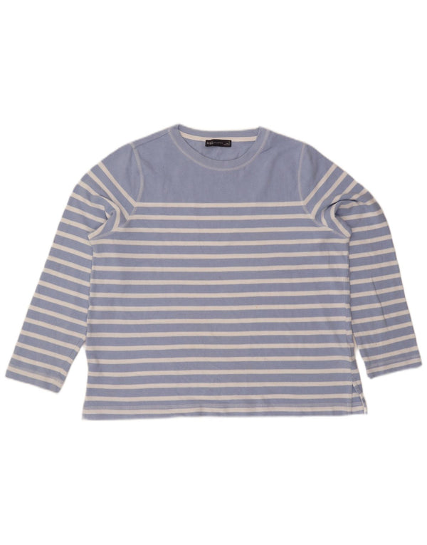Marks & Spencer Damen Top Langarm UK 18 XL blau gestreift Baumwolle