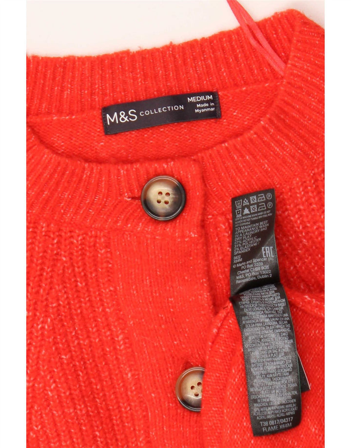 Marks & Spencer Womens Cardigan Sweater UK 14 Medium Orange Flecked Acrylic