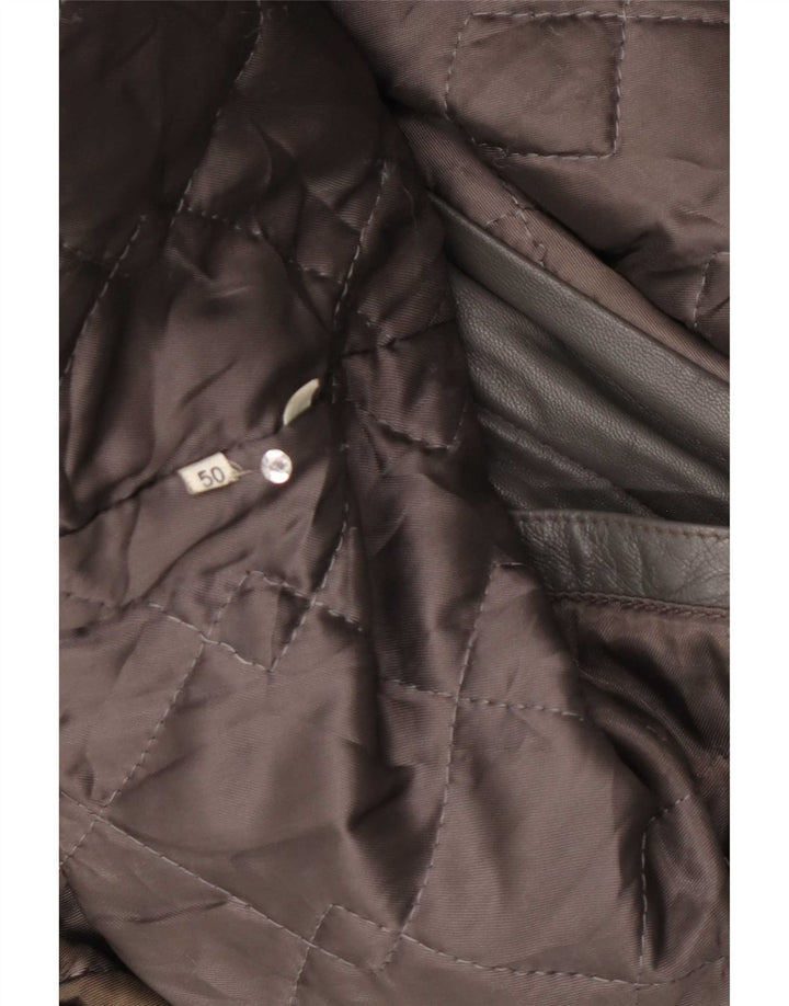 Vintage Mens Leather Jacket IT 50 Large Grey