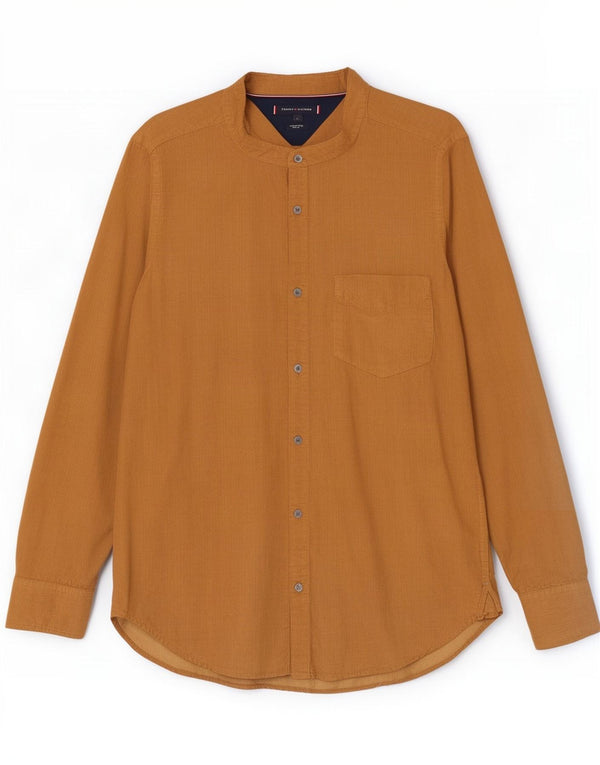 Tommy Hilfiger Mens Garment Dyed Slim Fit Corduroy Shirt Large Beige Cotton