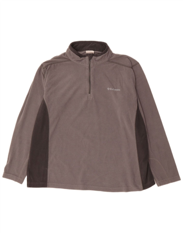 Columbia Mens Zip Neck Fleece Jumper XL Grey Colourblock Polyester