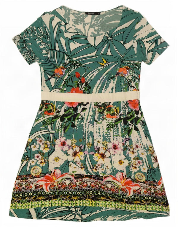 Abito Desigual da donna a linea A UK 18 XL verde floreale
