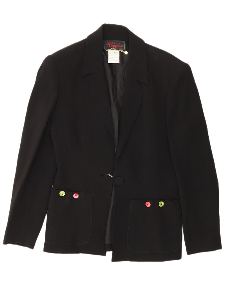 Lolita Lempicka Womens 1 Button Blazer Jacket UK 12 Medium Black Acetate
