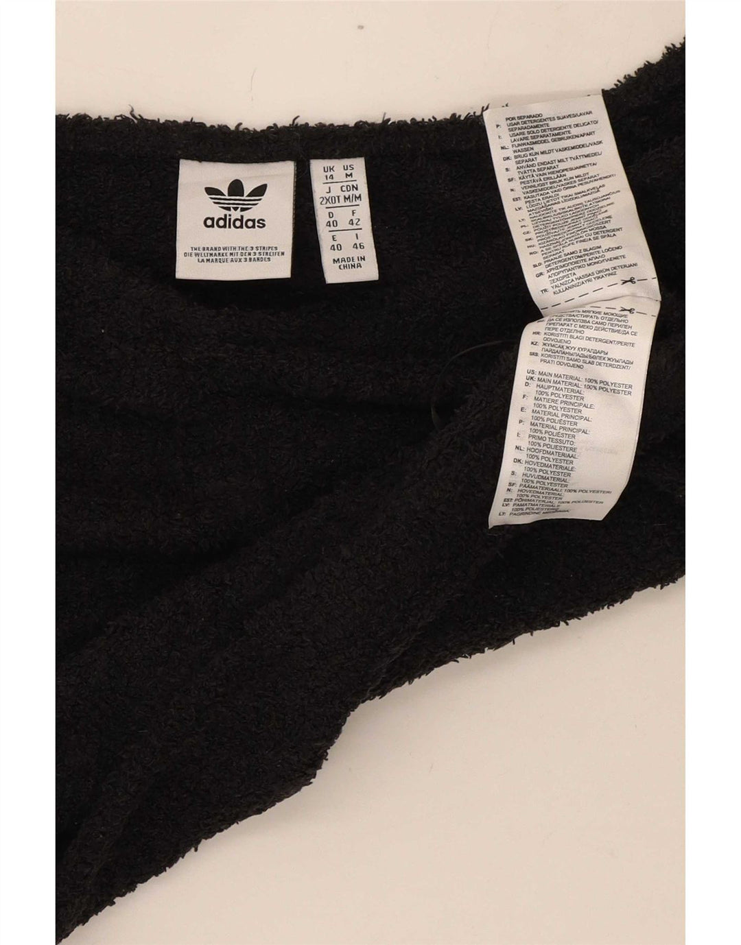 Adidas Womens Off Shoulder Fleece Crop Top UK 14 Medium Black Polyester