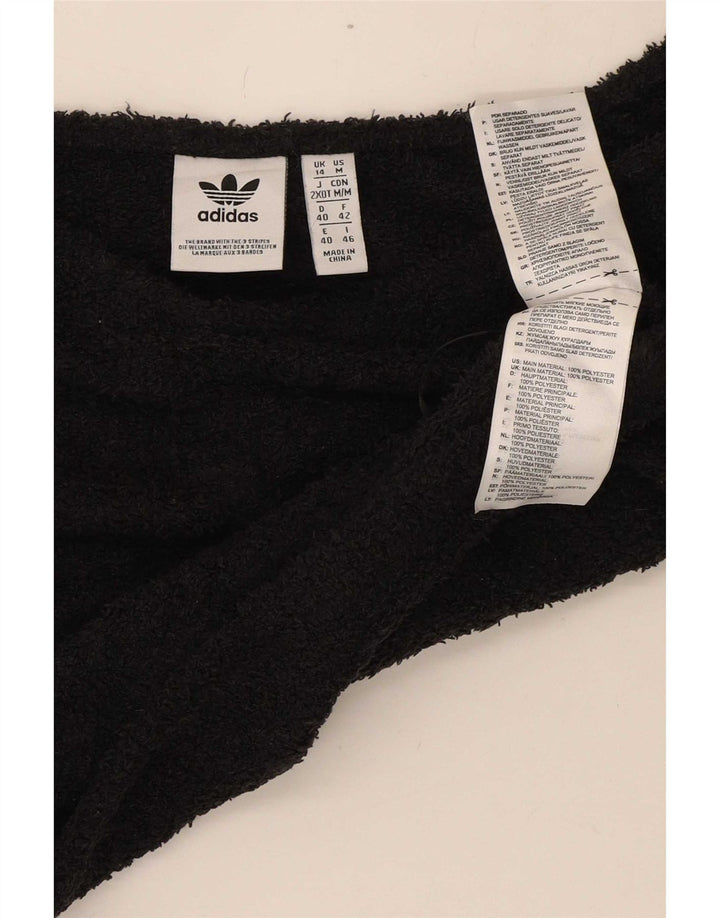 Adidas Womens Off Shoulder Fleece Crop Top UK 14 Medium Black Polyester