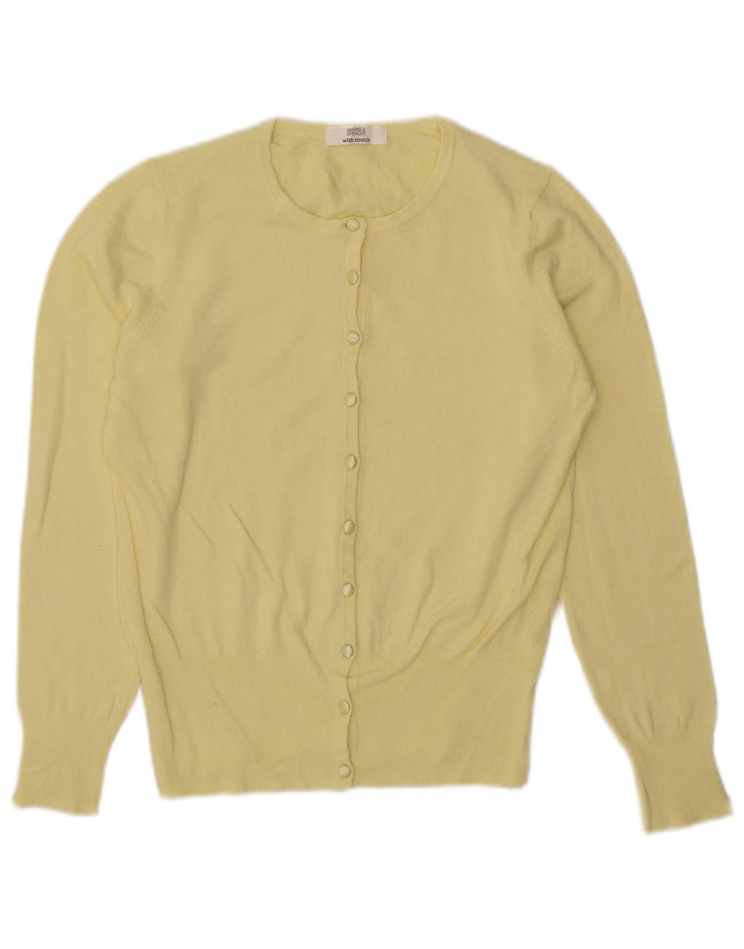 Marks & Spencer Pull Cardigan Femme UK 12 Viscose Jaune Moyen
