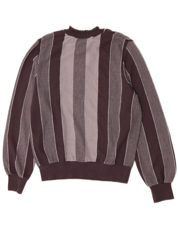 Vintage Womens Turtle Neck Jumper Sweater IT 44 Medium Grey Striped Acrylic