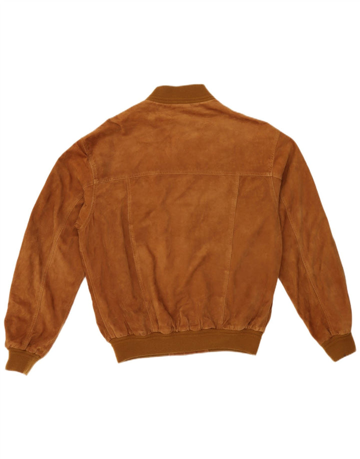 Vintage Mens Suede Bomber Jacket IT 54 2XL Brown Leather