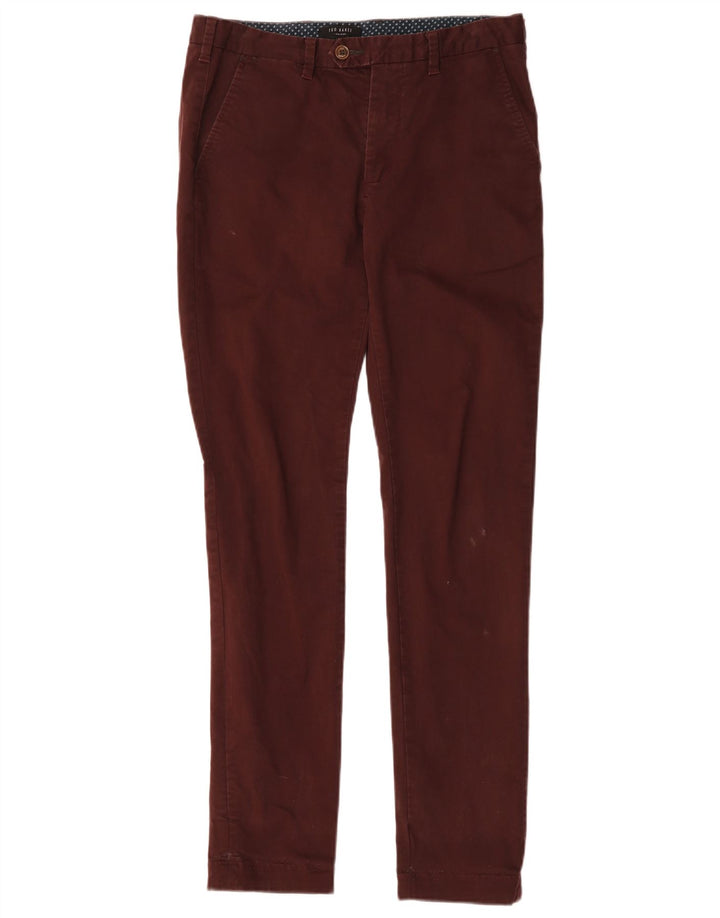 Ted Baker Mens Slim Suit Trousers W30 L31 Brown Cotton