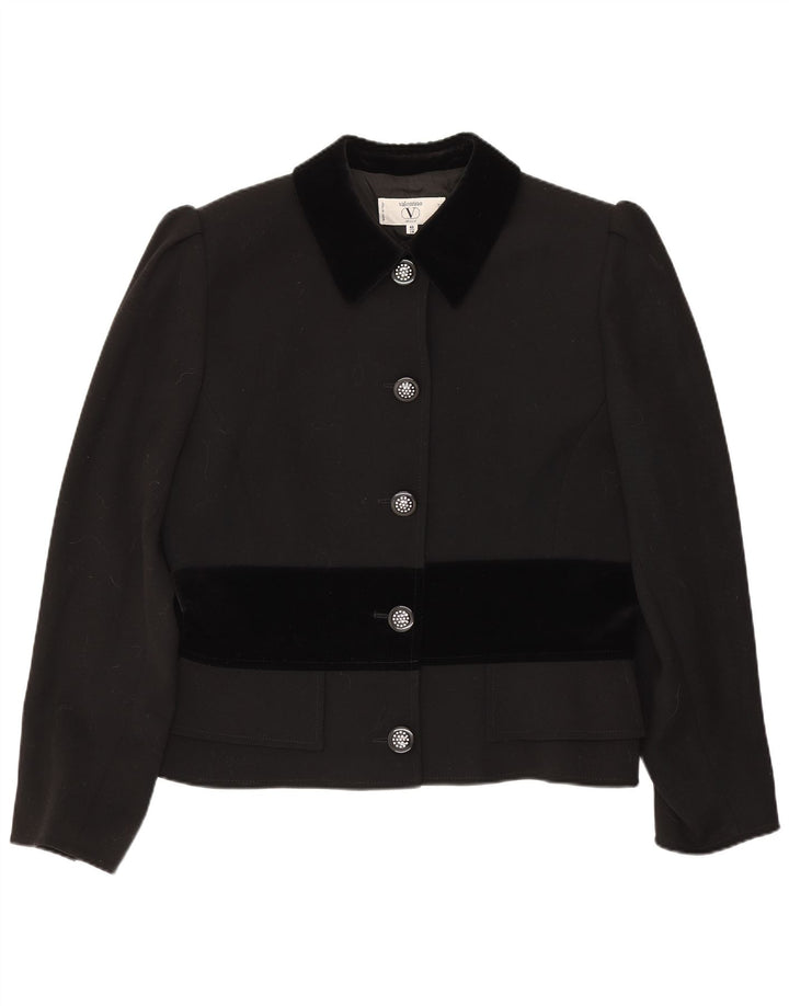 Valentino Dame 5 Button Blazer Jacket UK 14 Large Black Colourblock Uld