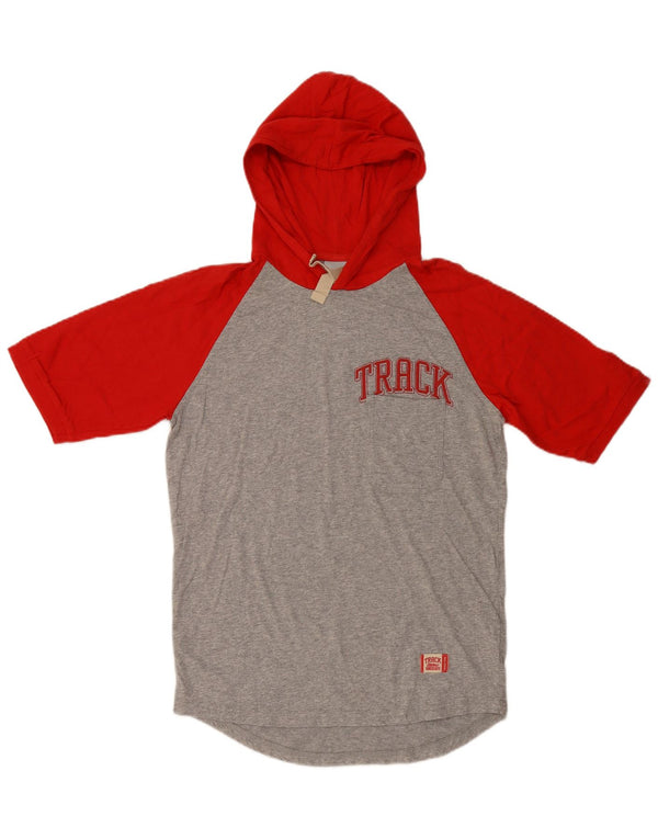 Camiseta Nike masculina com capuz gráfico Top cinza médio algodão colorblock