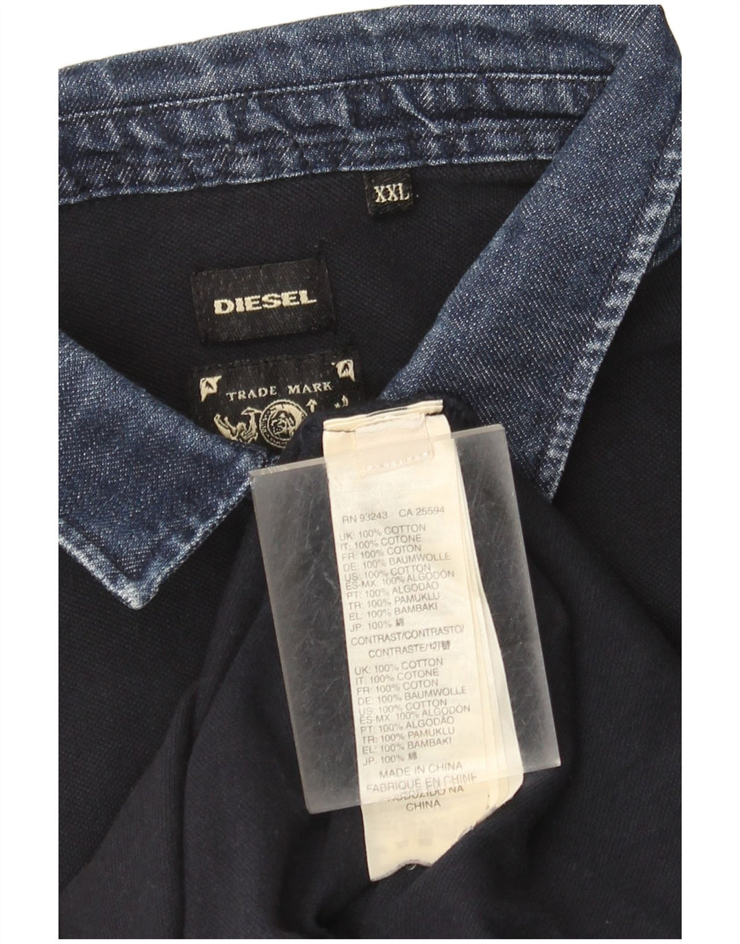 Diesel Mens Polo Shirt 2XL Navy Blue Cotton