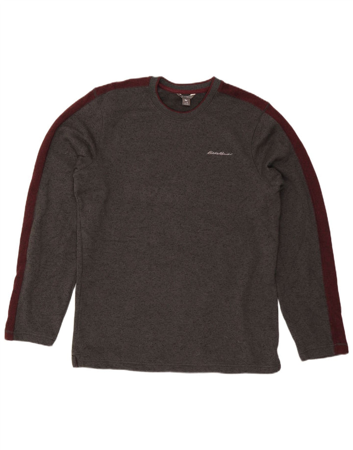 EDDIE BAUER Mens Tall Top Long Sleeve Large Grey Colourblock Polyester