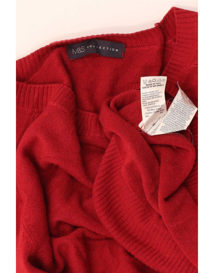 Marks & Spencer Womens Boat Neck Jumper Sweater UK 14 Medium Red Acrylic