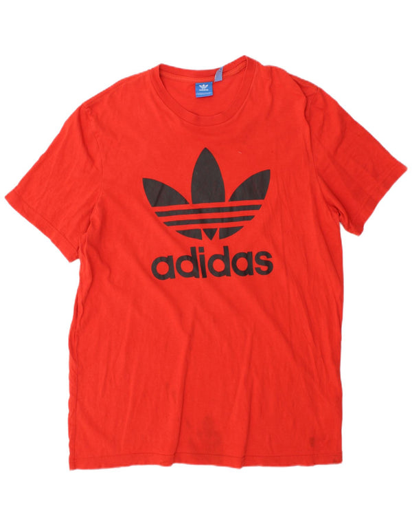T-shirt grafica da uomo Adidas Top Large in cotone arancione