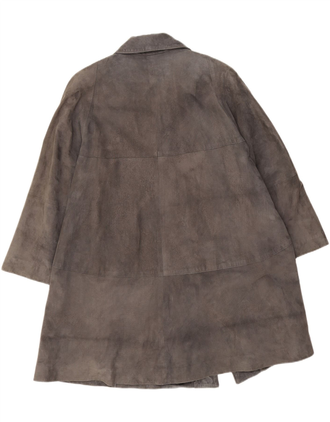 Vintage Damen Wildledermantel UK 14 Mittelgraues Leder