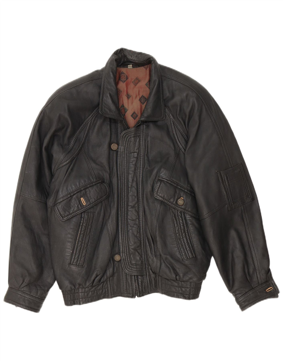 Fatigue Chaqueta de cuero para hombre Reino Unido 40 Grande Negro