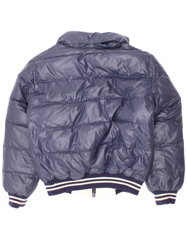 Giacca imbottita reversibile con cappuccio Fay per bambini 7-8 anni a righe blu navy