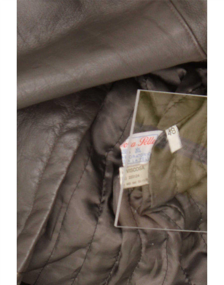 Vintage Mens Leather Jacket IT 48 Medium Grey