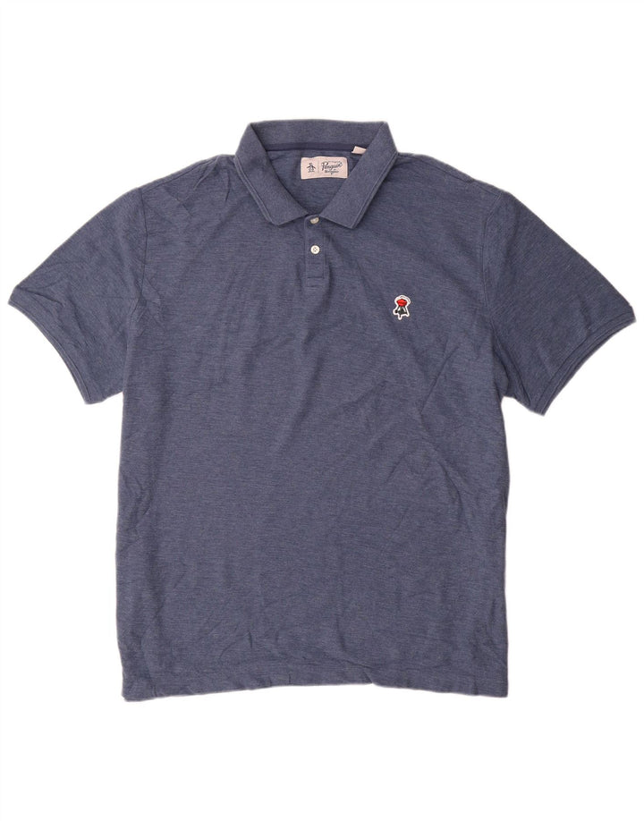 PENGUIN Mens Polo Shirt 2XL Blue Cotton