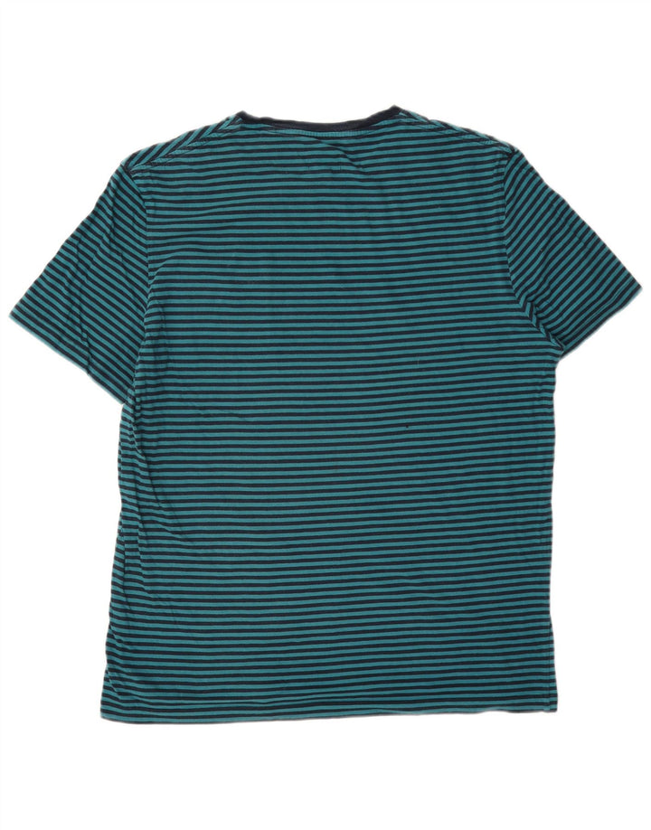 Jack Wills Herren-T-Shirt aus mittelblauer Nadelstreifen-Baumwolle