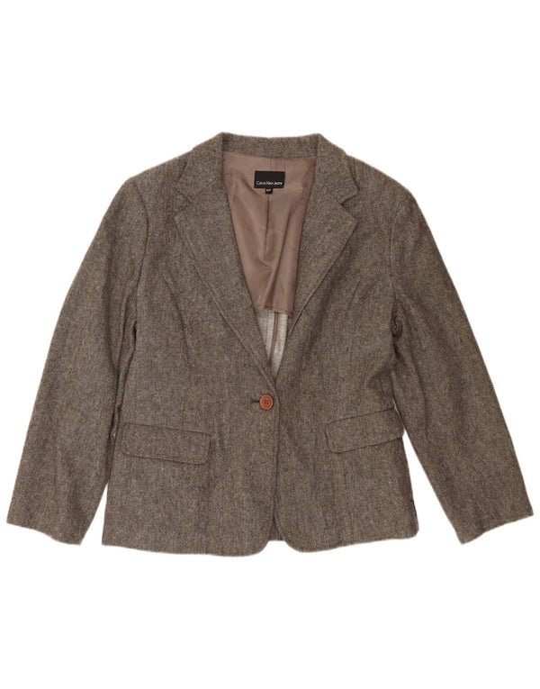 Jaqueta Blazer Calvin Klein Jeans Feminina 1 Botão UK 20 2XL Cinza
