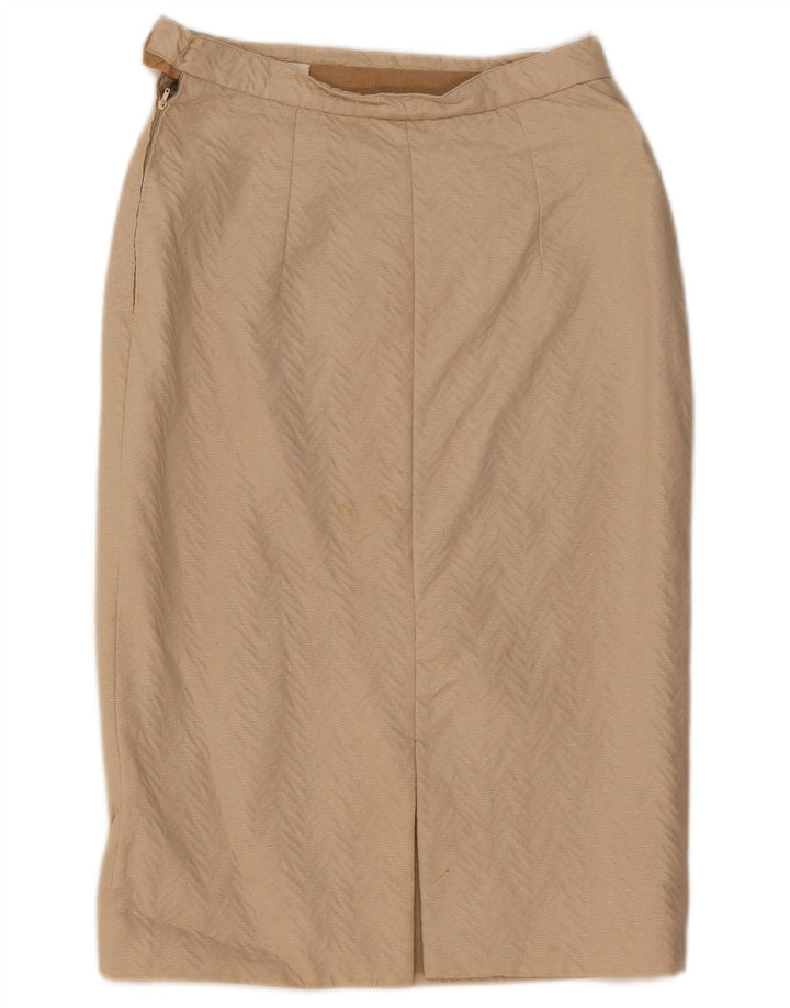 VINTAGE Womens Straight Skirt W27 Small  Beige Chevron