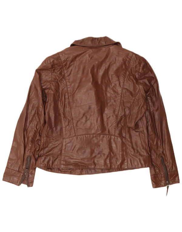C & A Damen Lederjacke UK 18 XL Braun