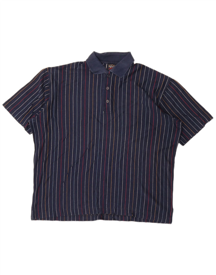 Paul & Shark Mens Polo Shirt Large Navy Blue Striped