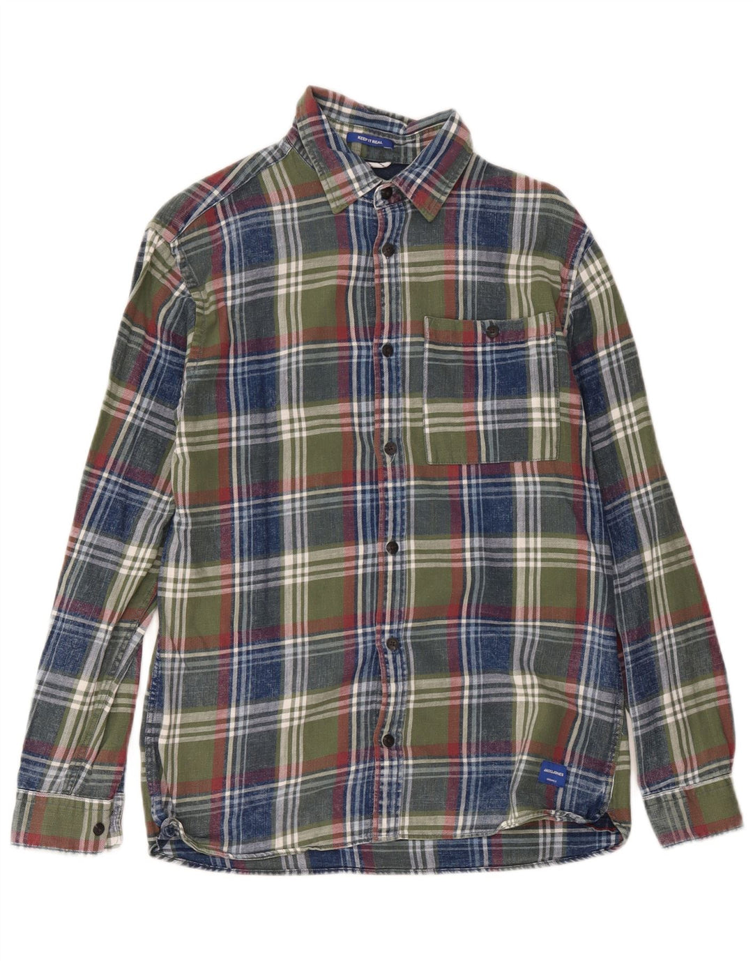 Jack & Jones Chemise en Flanelle Homme Vert Moyen à Carreaux en Coton