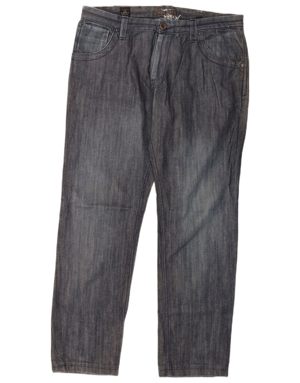 Datch Mens Straight Jeans W36 L30 Navy Blue Cotton