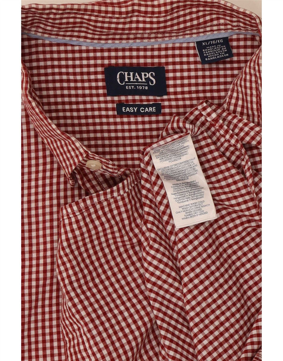 Chaps Camisa Hombre XL Algodón Vichy Rojo