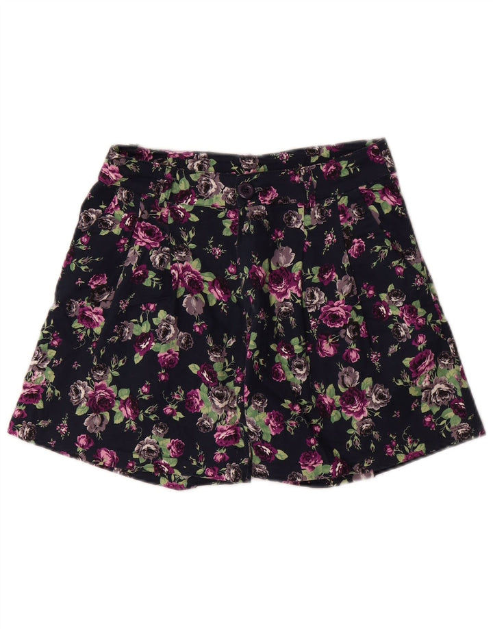 VINTAGE Womens Pegged Chino Shorts Medium W26  Navy Blue Floral