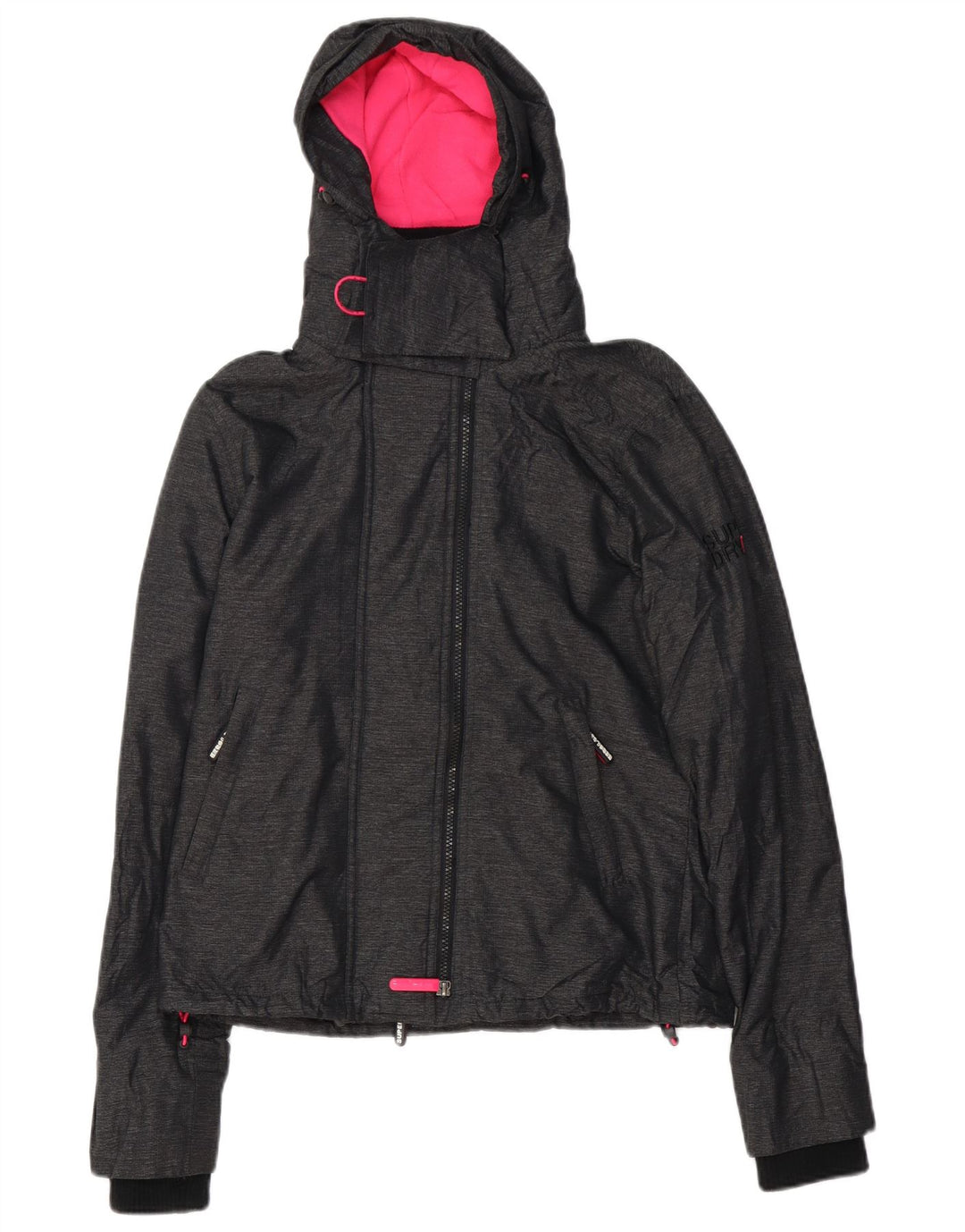 SUPERDRY Womens Graphic Windbreaker Jacket UK 12 Medium Grey