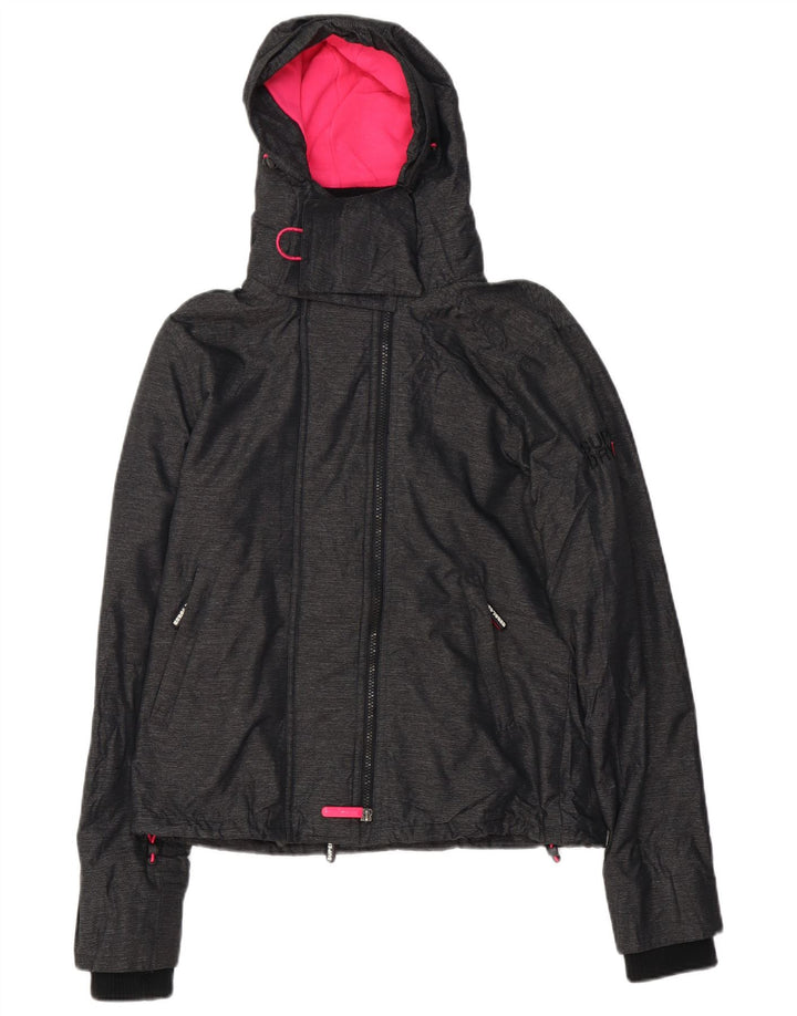 SUPERDRY Womens Graphic Windbreaker Jacket UK 12 Medium Grey