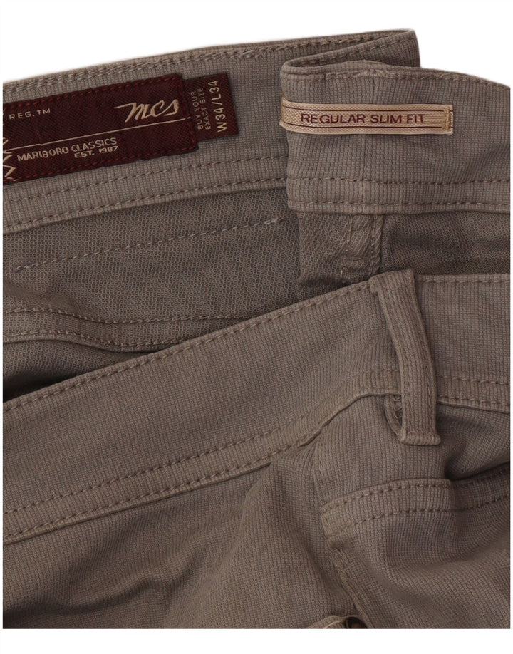 Marlboro Classics Mens Regular Slim Fit Casual Trousers W34 L34 Grey