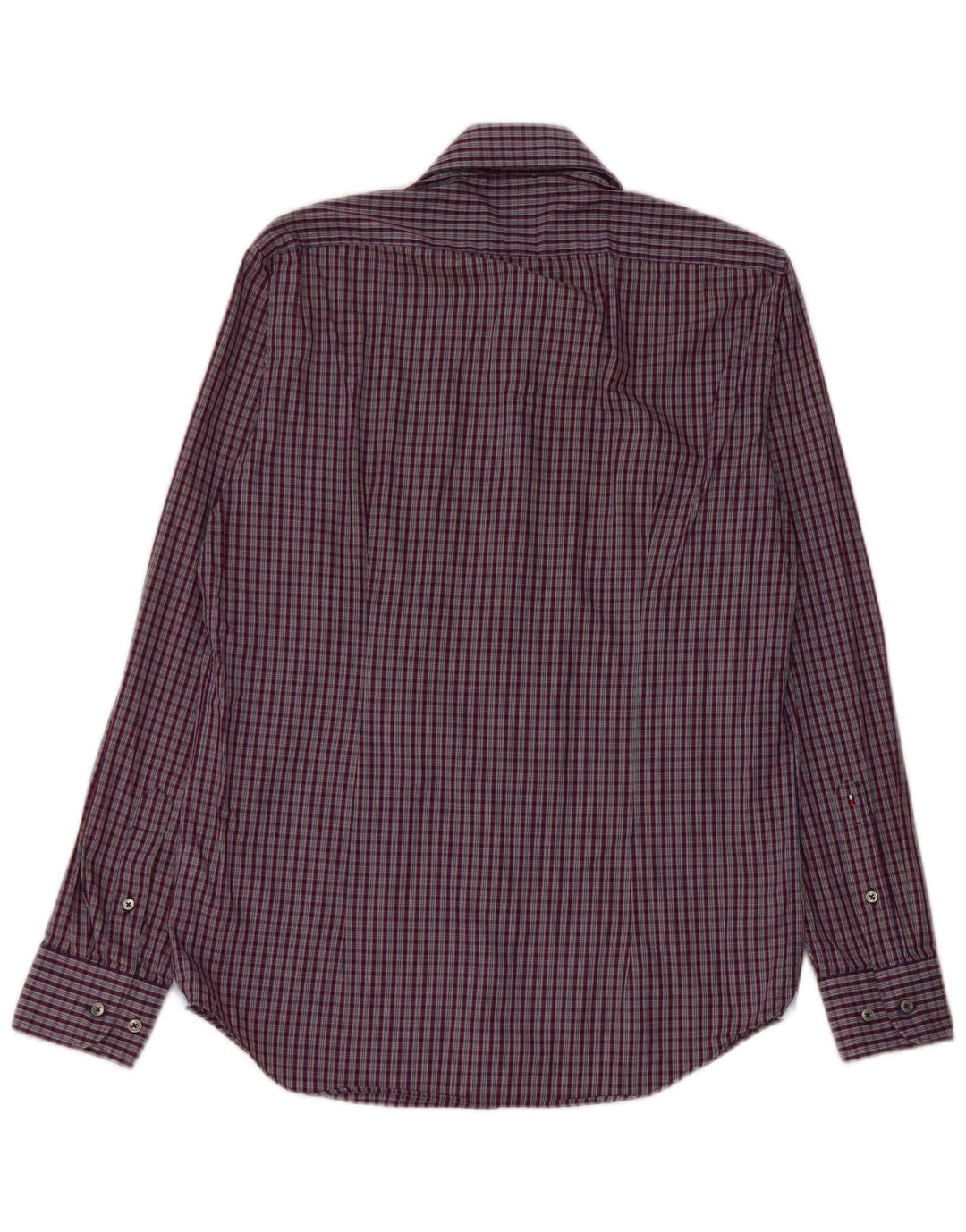 Tommy Hilfiger Mens Fitted Shirt Size 38 15 Medium Navy Blue Gingham Cotton