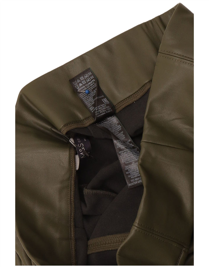 Marks & Spencer Womens Faux Leather Leggings UK 12 Medium Khaki Polyester