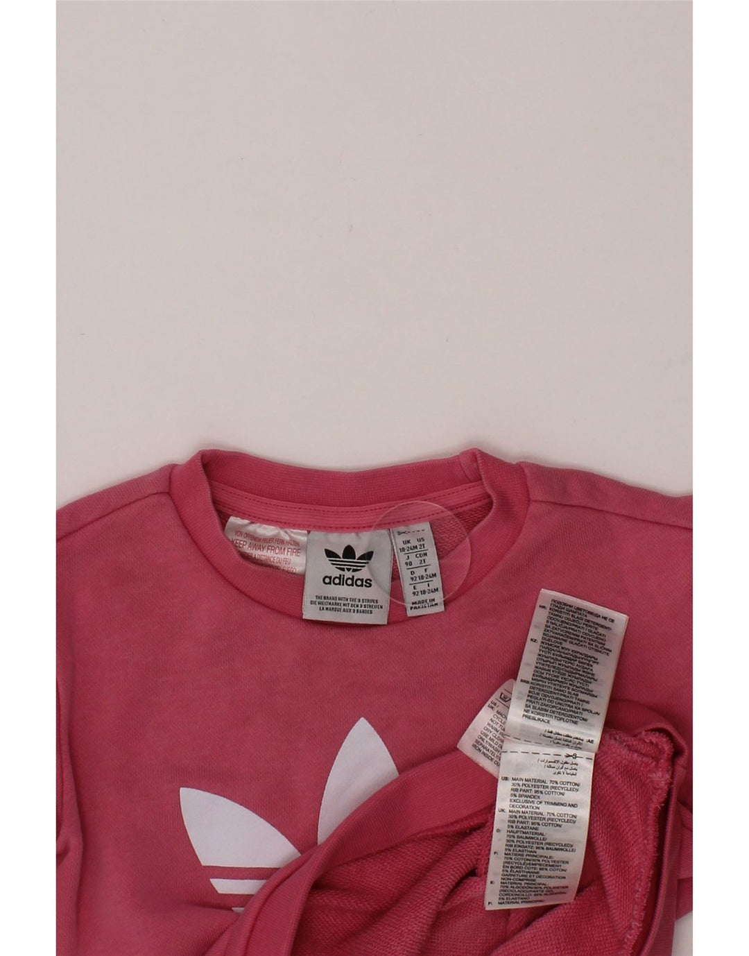 ADIDAS Baby Girls Graphic Sweatshirt Jumper 18-24 Months Pink Cotton Vintage Adidas and Second-Hand Adidas from Messina Hembry 