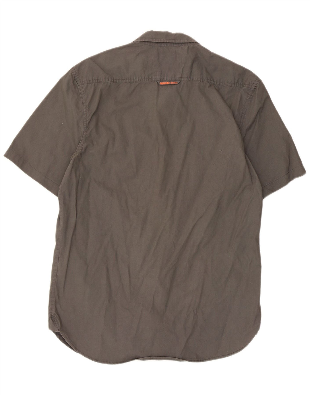 Superdry Mens Short Sleeve Military Shirt Large Grey Cotton