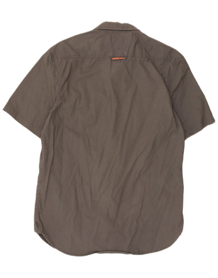 Superdry Mens Short Sleeve Military Shirt Large Grey Cotton
