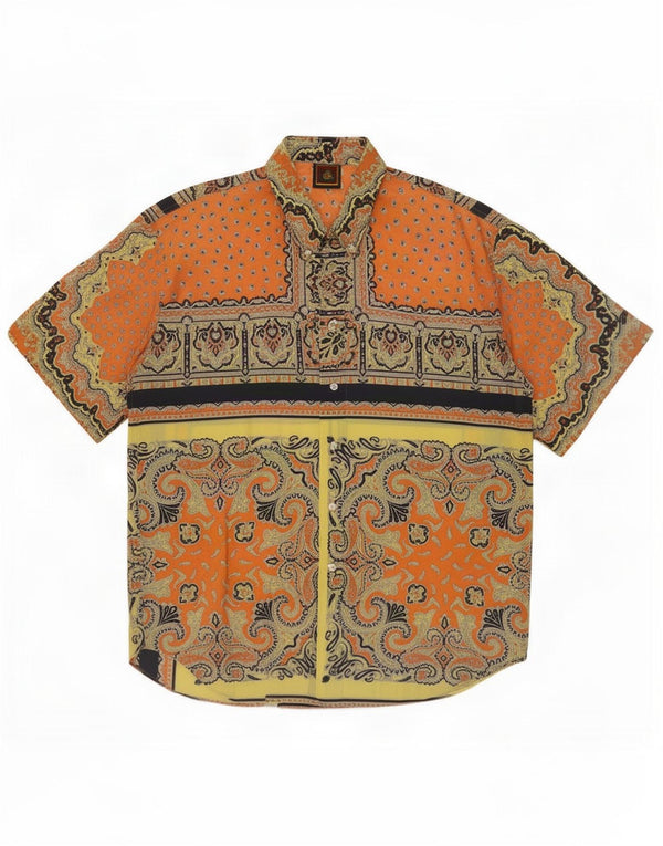 Navigare Mens Short Sleeve Shirt XL Orange Paisley Cotton