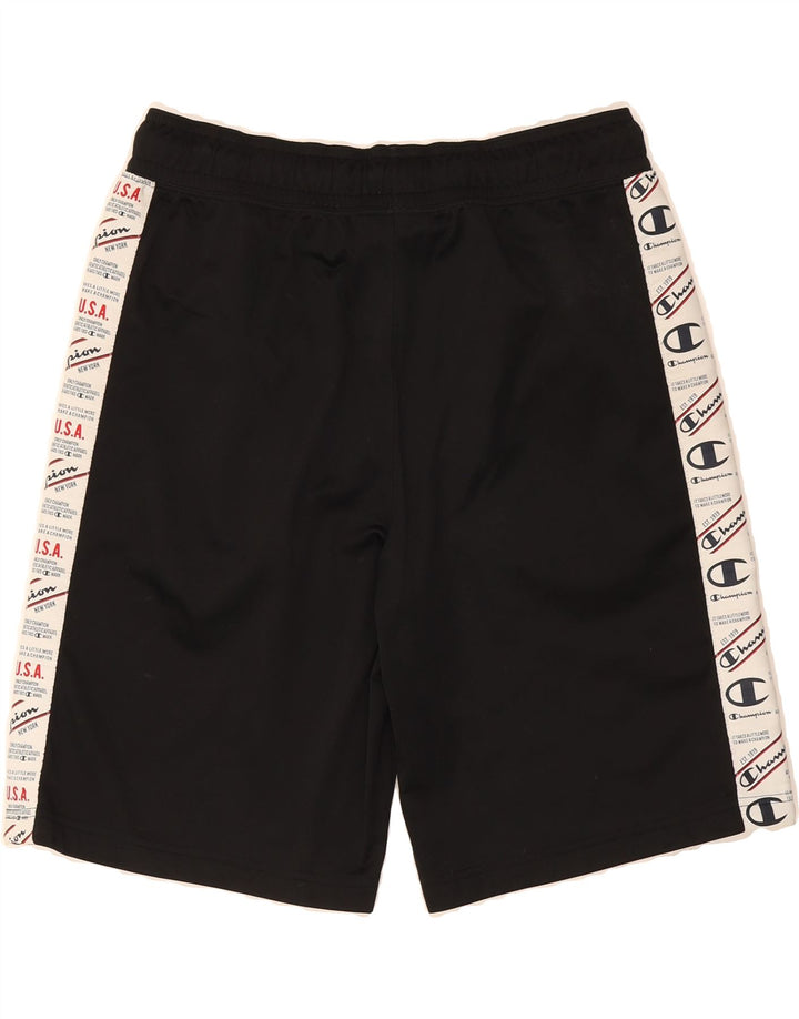 CHAMPION Mens Graphic Sport Shorts Medium  Black Colourblock Polyester Vintage Champion and Second-Hand Champion from Messina Hembry 