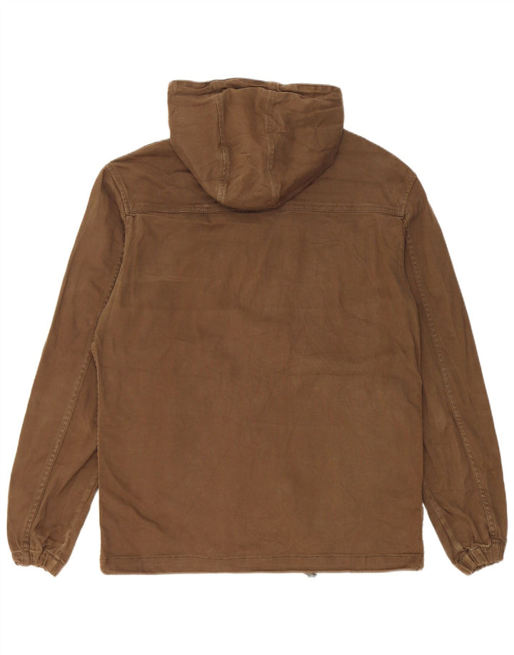 Zara Mens Hooded Bomber Jacket UK 38 Medium Khaki Cotton