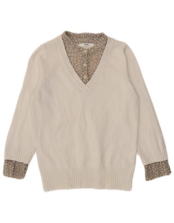 Marks & Spencer Dame V-hals sweater UK 10 Small White Floral
